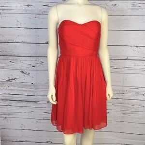 🆕 J. Crew Arabella Silk Chiffon Dress Strawberry Red Sz 8P NWT